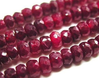 Red Ruby Beads Drilled 4mm 15 Pcs Faceted Rondelle Genuine Precious Gemstone Pigeon Blood Color Take 20% Off Jewelry Supplies USA Seller