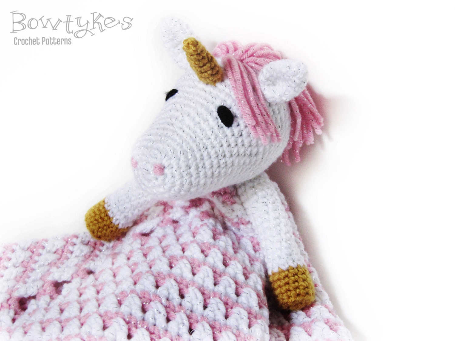 Unicorn Lovey CROCHET PATTERN instant download blankey
