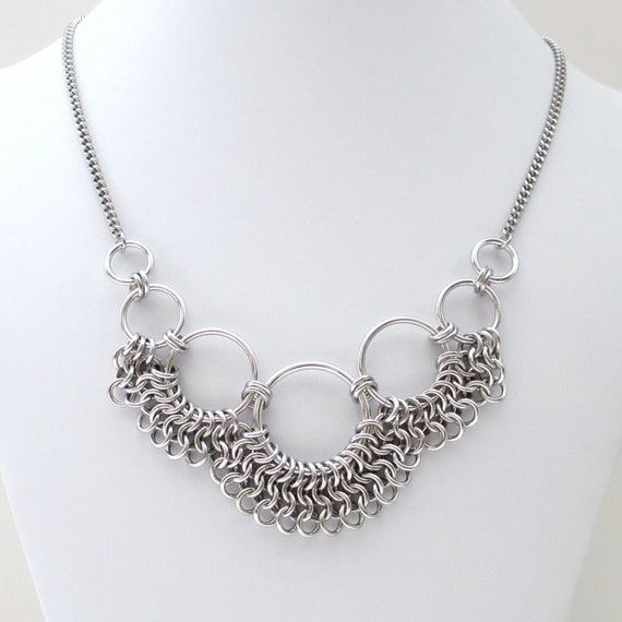 Women's chainmail necklace Euro 4 in 1 weave