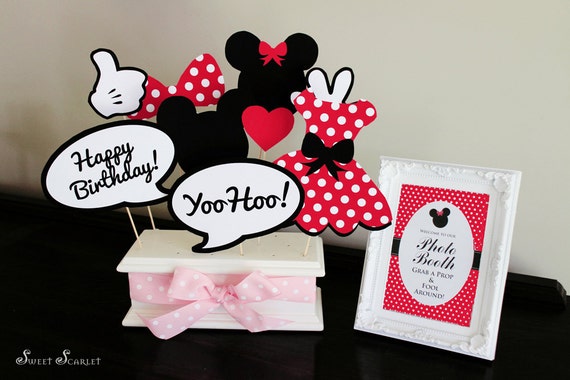 MINNIE Mouse Photo Booth Props in Red - Print your own - Digital File - Immediate Download Il_570xn