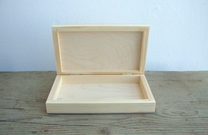 Unfinished wooden box natural wood blank for by NeliStudio