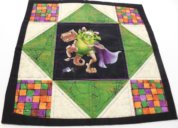 Quilted Table Topper Candle Mat Halloween by GabbysQuiltsNSupply