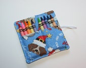 Crayon Rolls, Ho Ho Ho Doggy Christmas Crayon Roll holds up to 10 Crayons,. Crayon Roll Party Favors, Glittery Christmas Puppies Crayon Roll Il_170x135