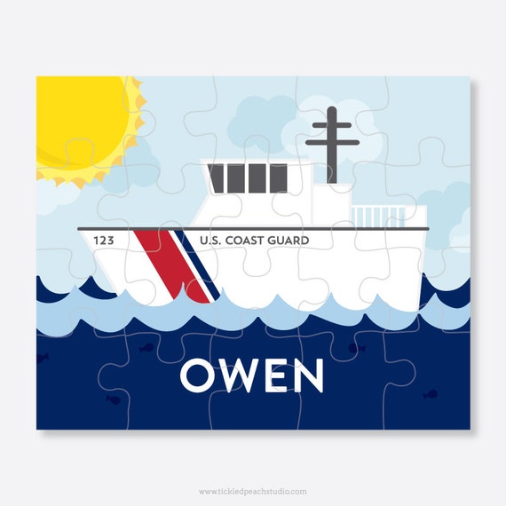 Personalized Childrens Puzzle - US Coast Guard Boat Il_570xn