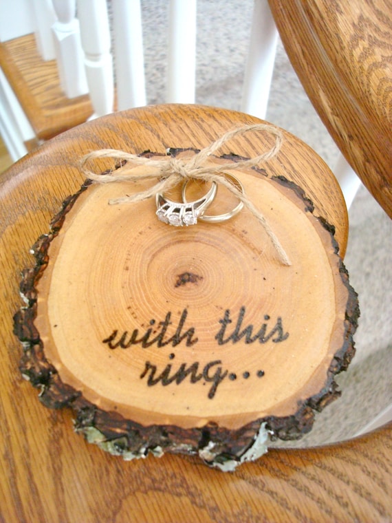 Rustic Wedding Ring Holder Wood Slice Ring by SweetHomeWoods