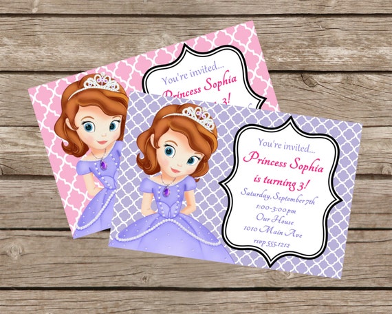 Sophia the First Birthday Party Invitation: Printable 4x6 or 5x7