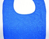 Adjustable Snap-Closure Baby Bib in Blue Squiggle Cotton