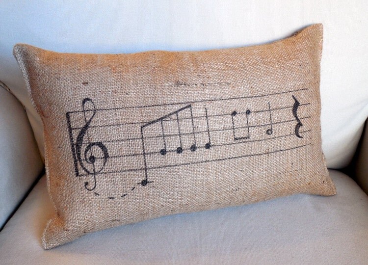 music notes hand painted lumbar pillow by on Etsy
