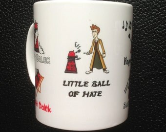 Dr. Who David Tennant Red Dalek Soft Kitty inspired Mug