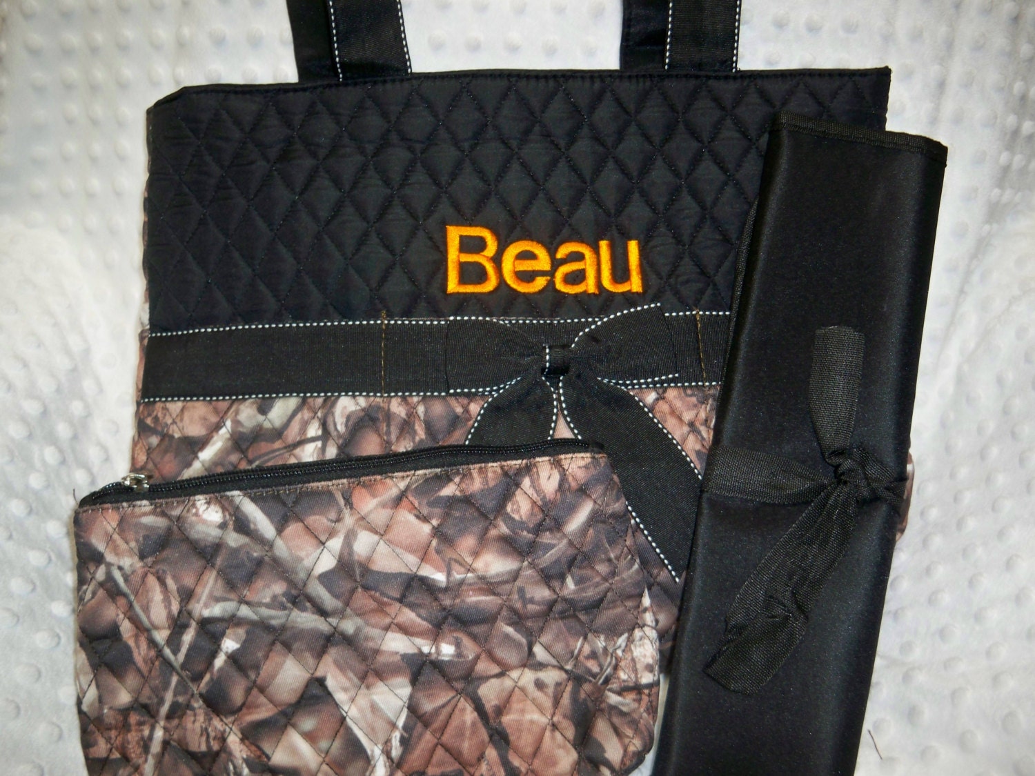 PERSONALIZED 3 Piece Diaper Bag Set with Name Baby Boy Camo