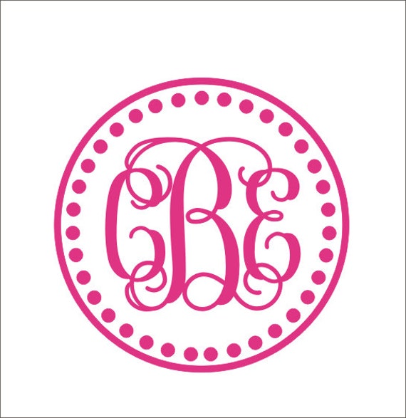 Download Items similar to Vine Monogram Decal Circle Border Monogram Preppy Initials Wall Decal Swirly ...