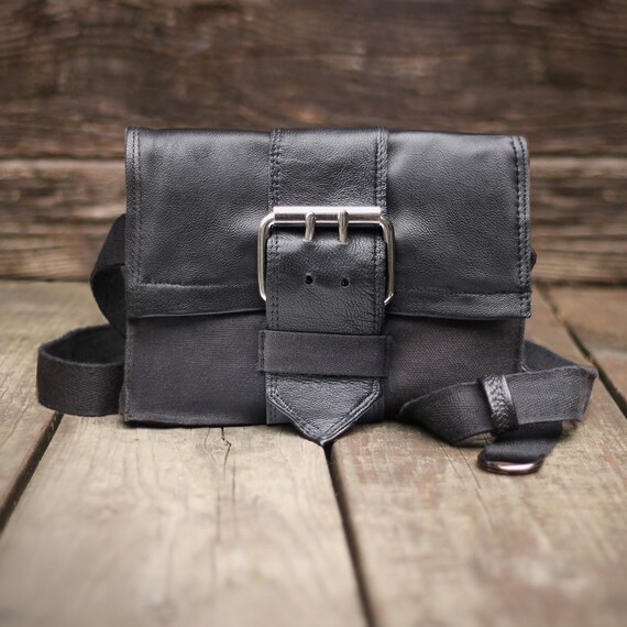 Waxed Canvas Repurposed Leather Fanny Pack by DoTheExtraordinary