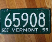 Vintage 1959 Vermont License Plate - SneakAPeekTreasures