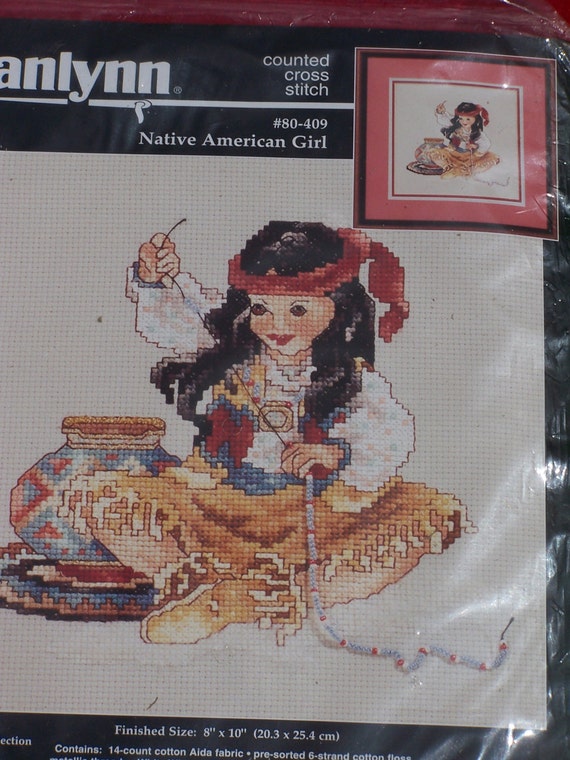 Janlynn Counted Cross Stitch Kit Native American Girl.