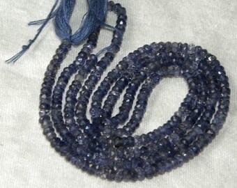 Blue Iolite Beads 6 1/2" Strand Drilled 3.5mm Faceted Rondelle Semiprecious Gemstone Beads Take 10% Off Bridal Jewelry Craft Supplies Sale