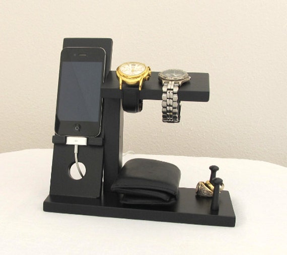 Iphone Stand with Mens Valet Men Watch Holder- Men Watch Stand - Watch ...