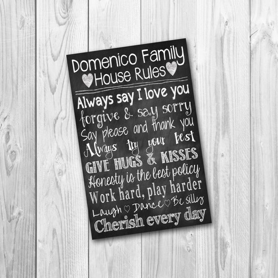 Items similar to House rules, chalkboard banner, personalized print
