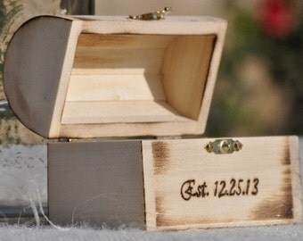 Personalized Ring Bearer Box-Rustic Wedding- Fairy Tale Wedding-Treasure Chest-Ring Bearer Pillow Alternative