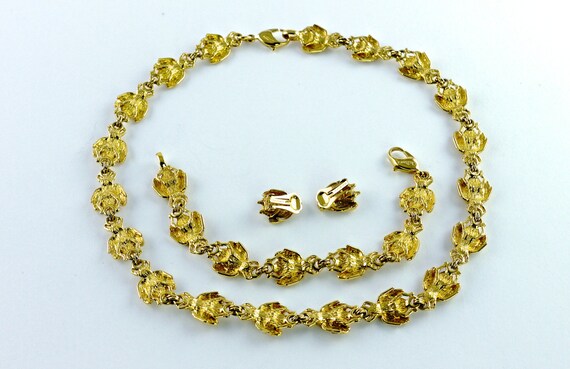 Vintage CHRISTIAN DIOR Bee Necklace Bracelet Earrings Set