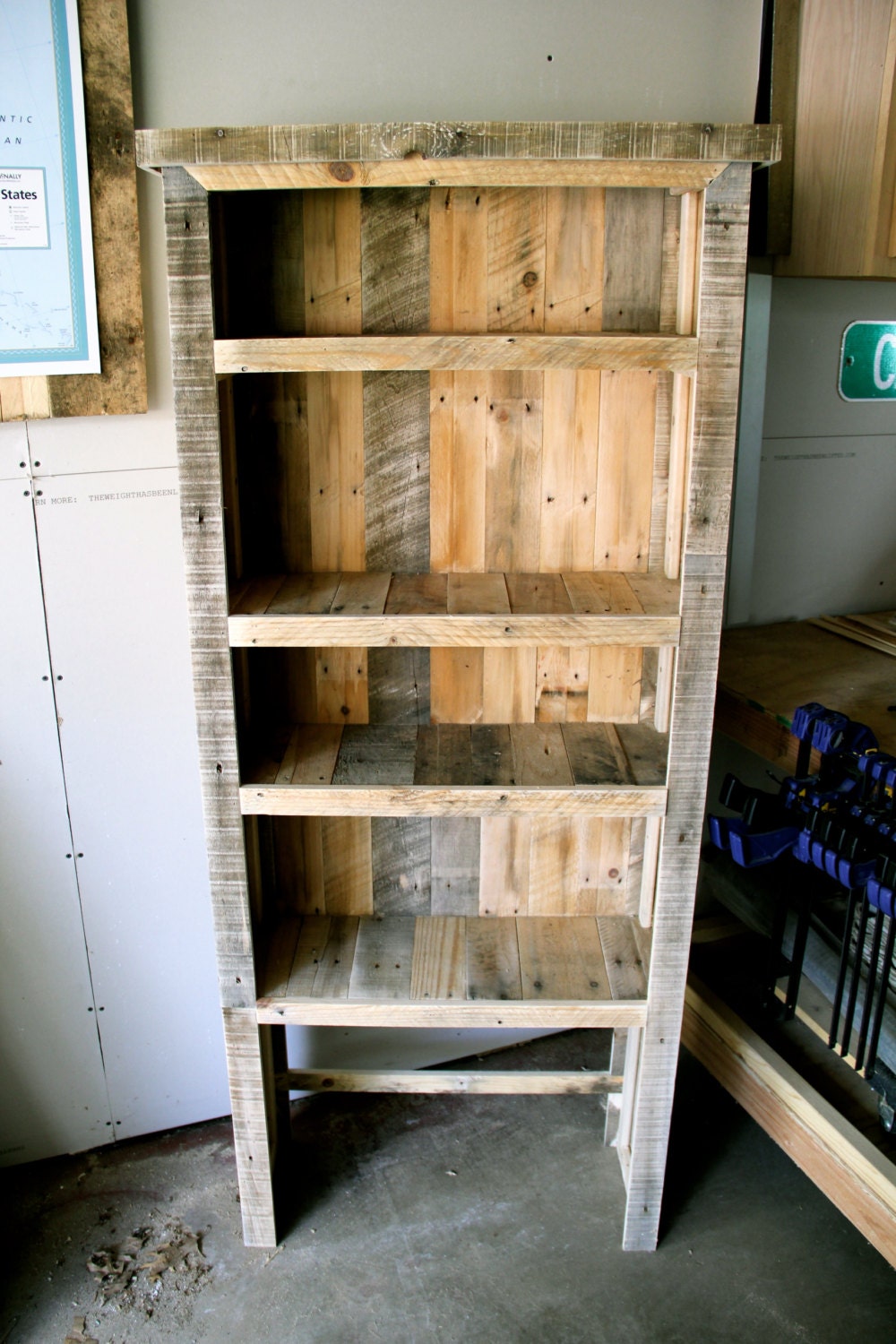 Reclaimed Pallet Wood Bookcase