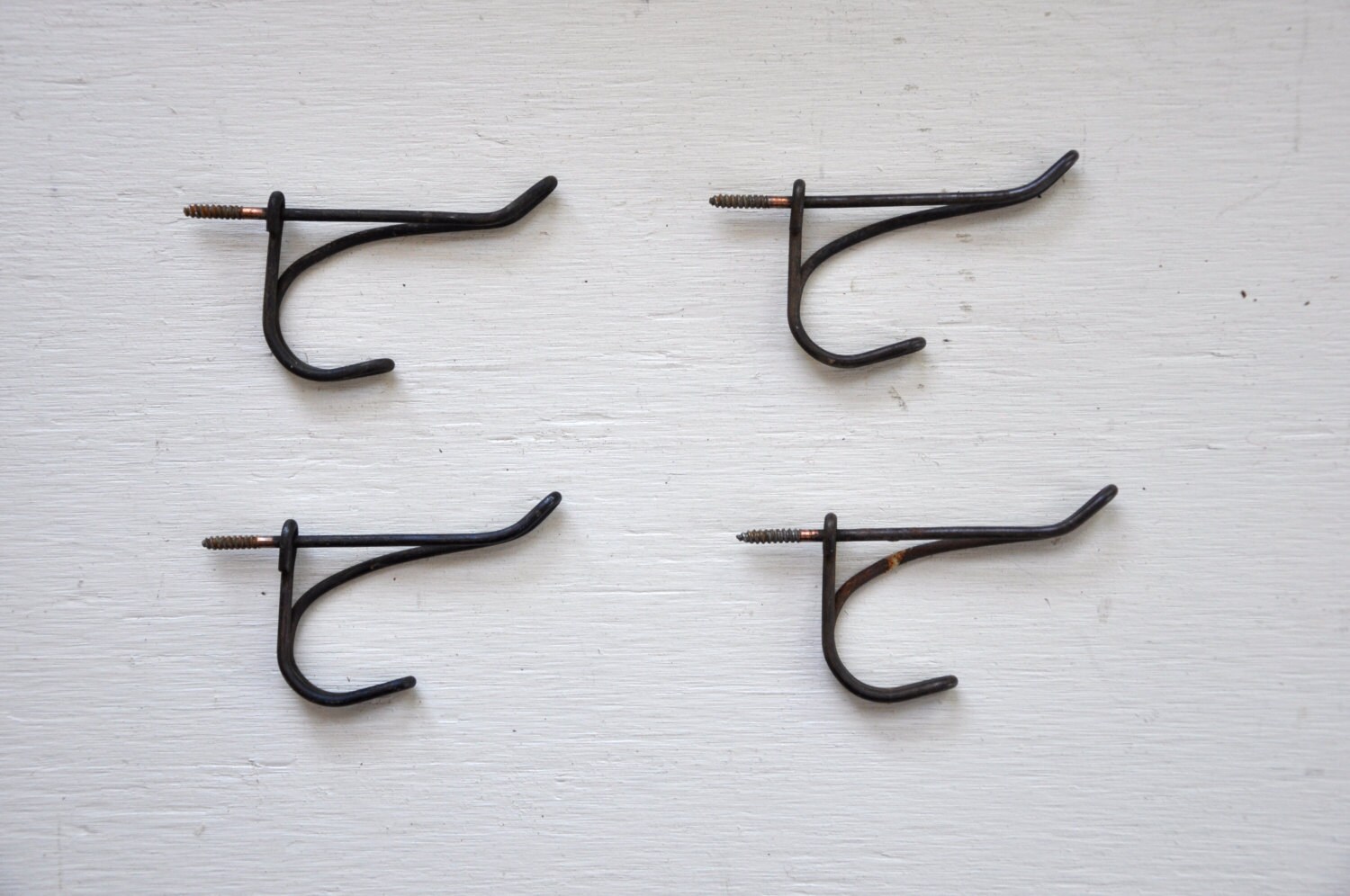 Four Vintage Screw in Wire Coat Hooks by CardinalCache on Etsy