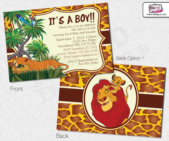 Lion King Baby Shower Invitations, Lion King Invitation, Lion King ...