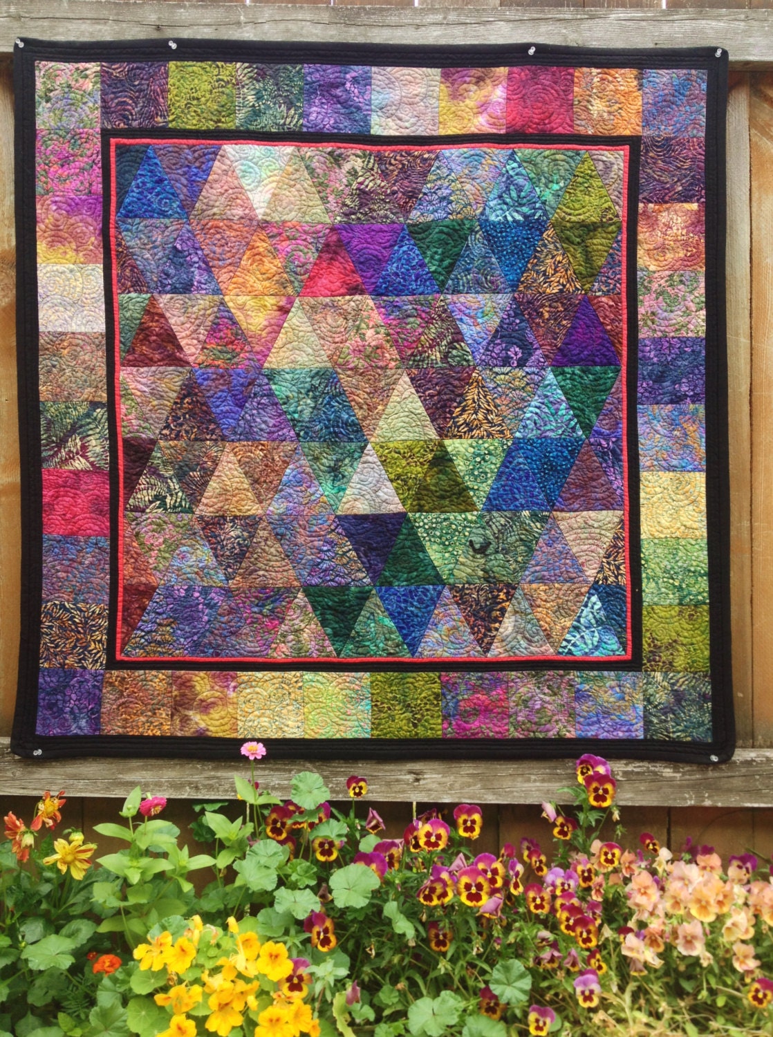  Modern  Geometry Batik  Quilt 