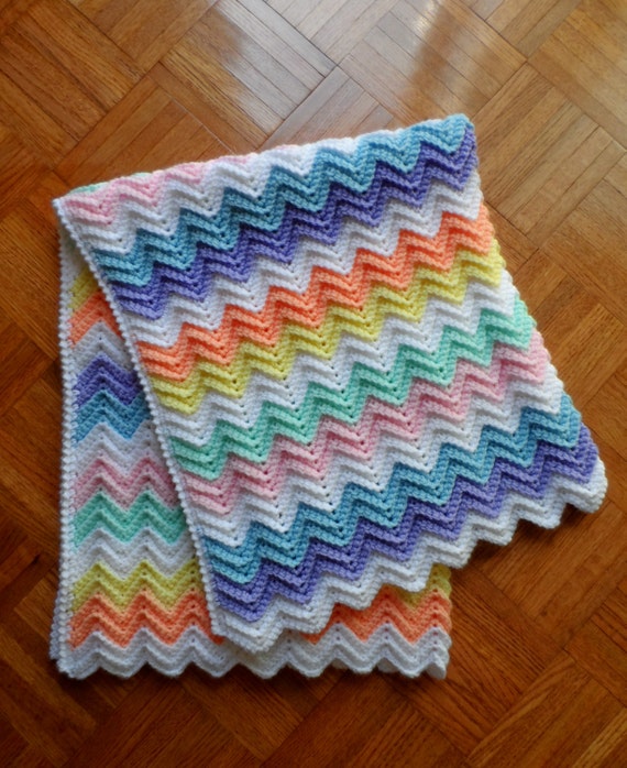 blanket crochet pattern crib Pastel Baby Afghan, Crochet Rainbow Colors, Blanket, Child Crib of