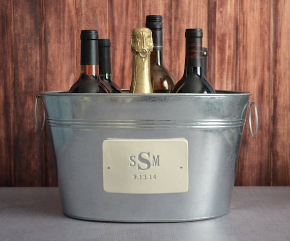 Personalized Champagne Beverage Tub with Silver Monogram