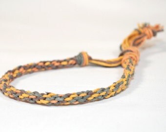 Mens Bracelet Eco Friendly Hemp Kumihimo Harvest Autumn Orange Yellow Grey Color Changing Mans Jewelry