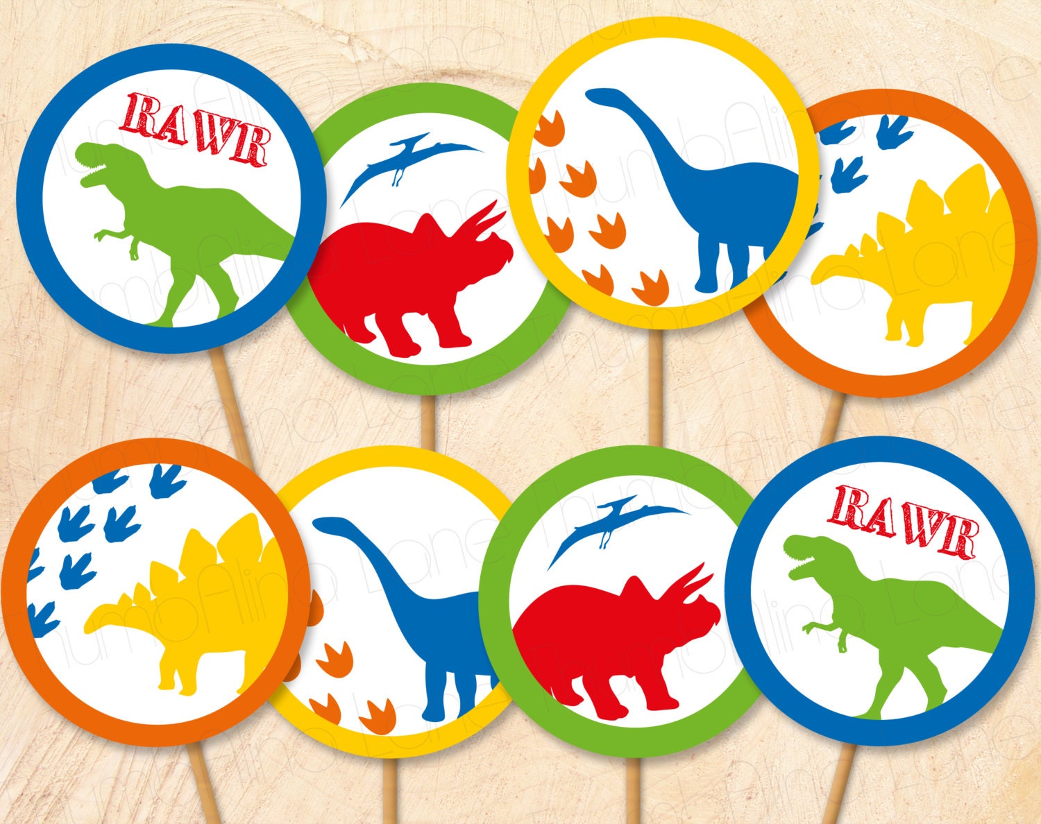 dinosaur-printable-cupcake-toppers-instant-download-digital