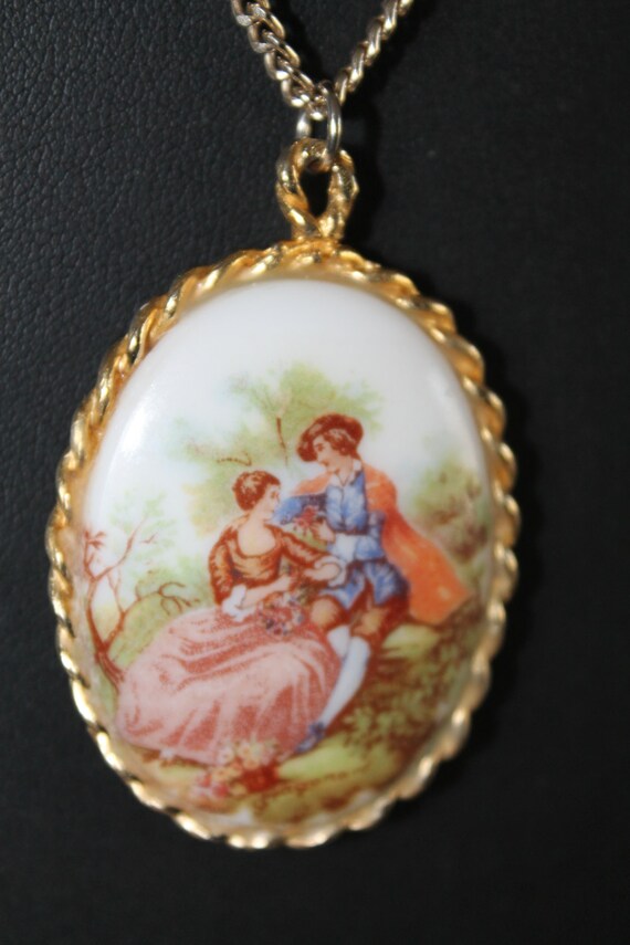 Beautiful Vintage Porcelain Limoges Pendant on by whereisshenow