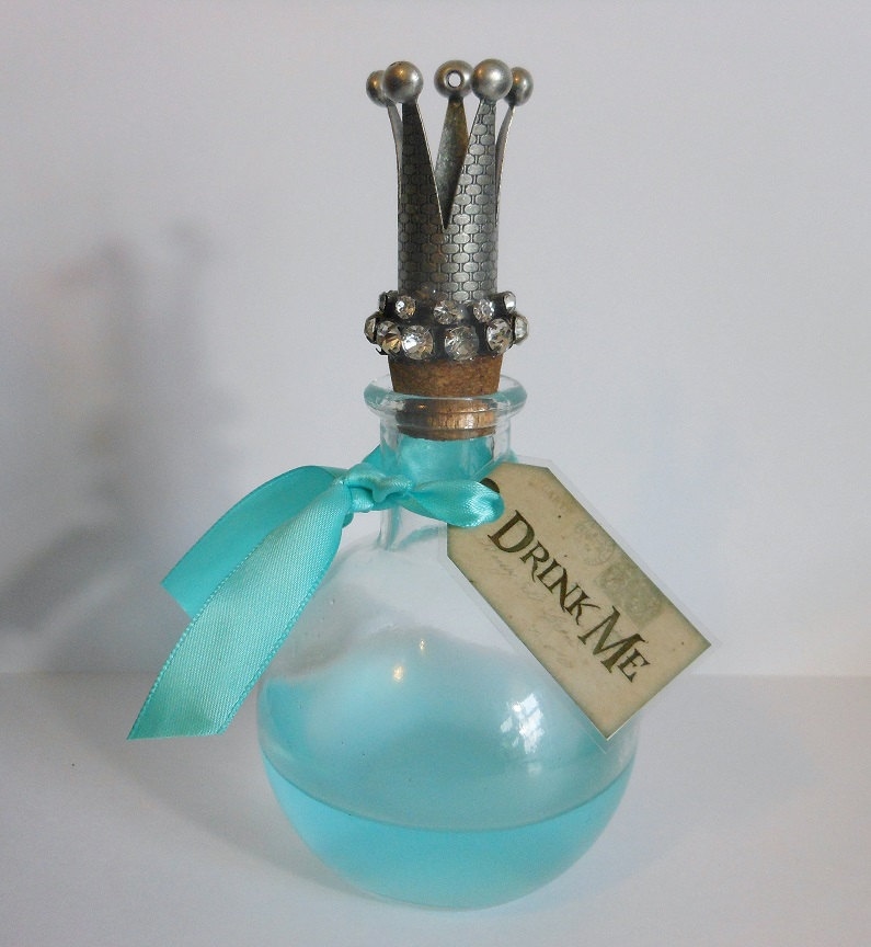 Alice and Wonderland Inspired Drink Me Round Bottle With Crown Alice and Wonderland Inspired Drink Me Round Bottle With Crown
