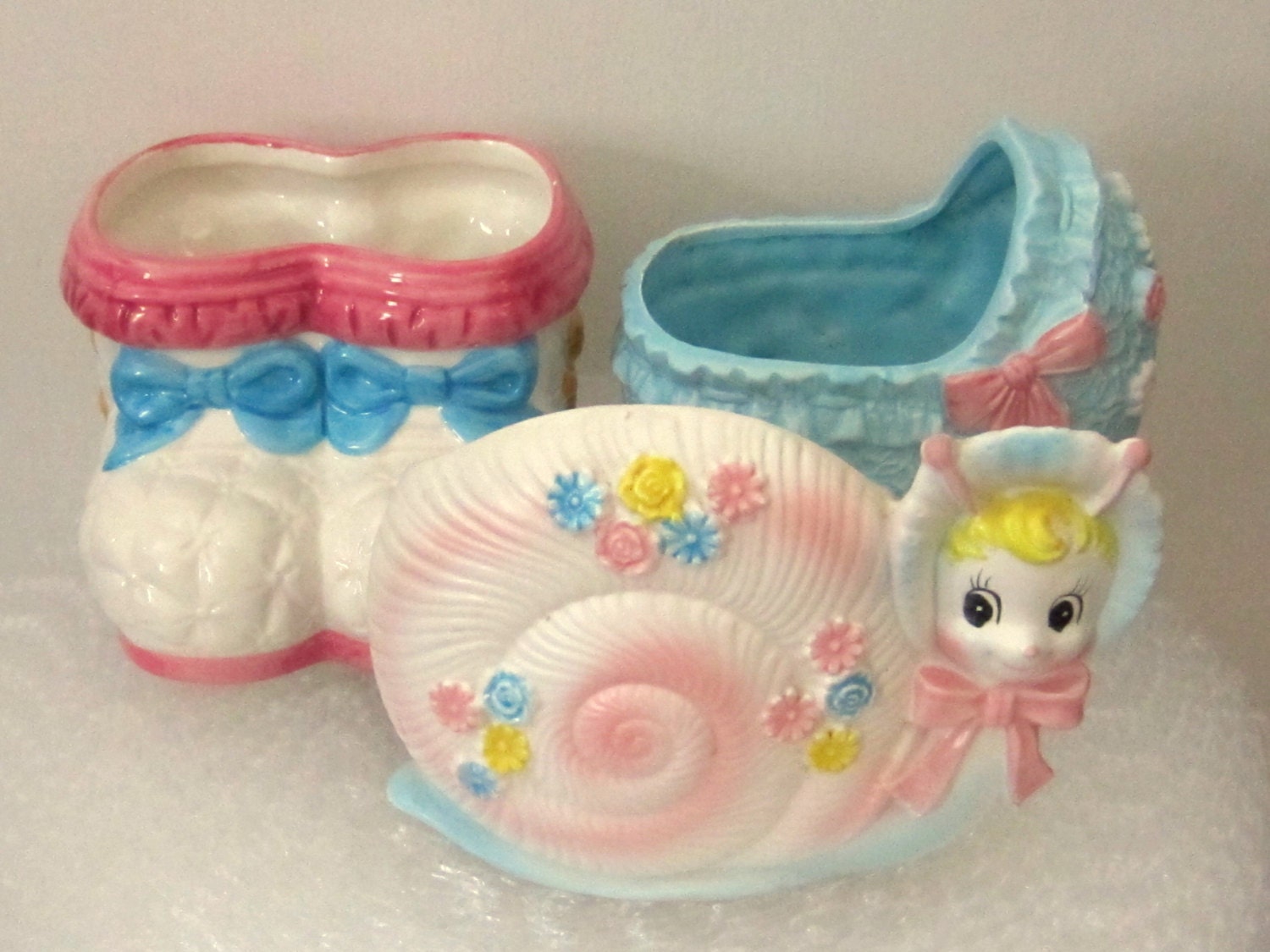 3 Ceramic Beautiful Baby Planters by Napco and by JewelsRosesNRust