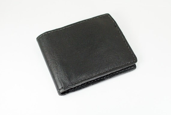 Black Leather Wallet for Men Black Bifold Leather by MargaretVera