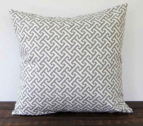 Gray and Ivory pillow cover One 16 x 16 cushion by ...