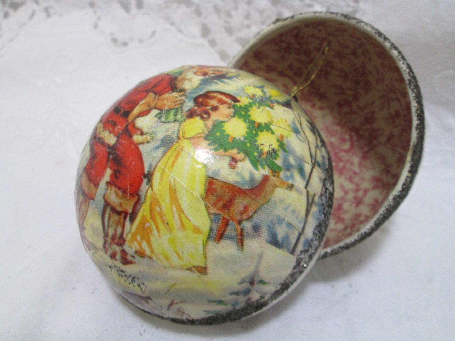 christmas ornament 1940s german paper mache candy container christmas ornament 1940s german paper mache candy container