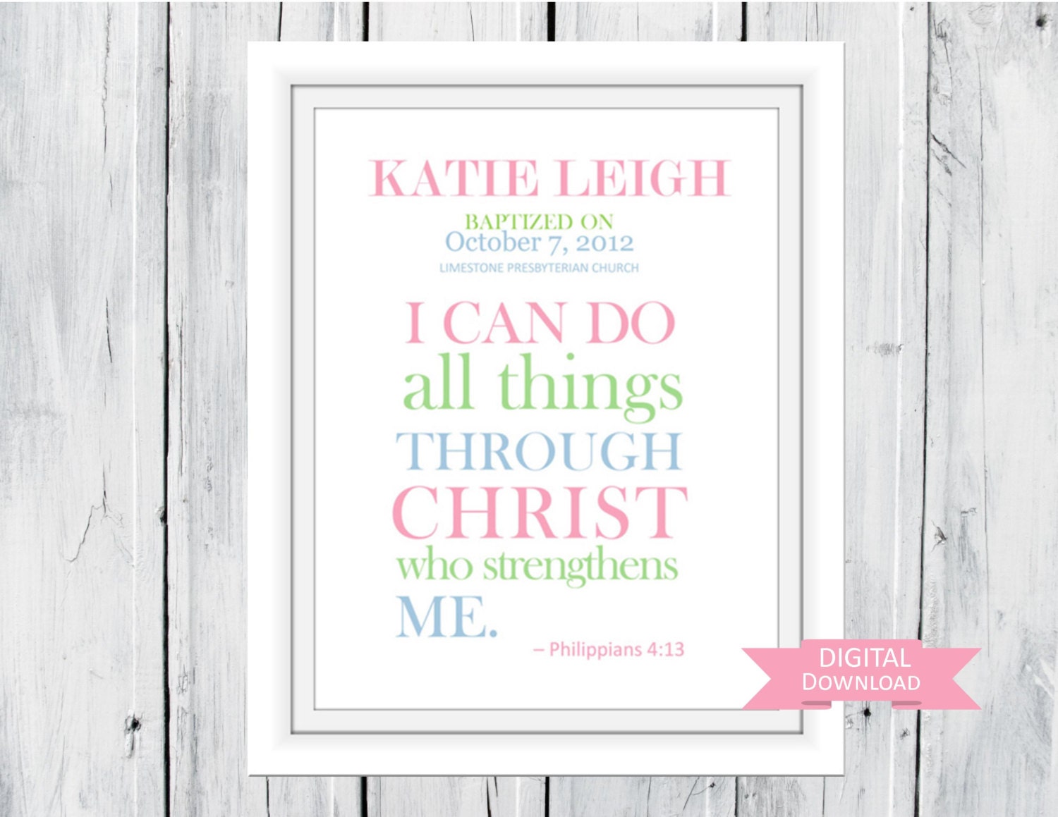 Baptism Christening Bible Verse Custom Print PDF digital