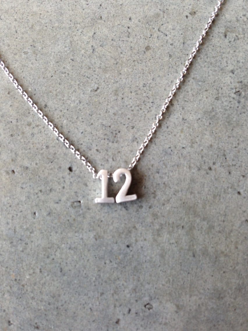 Number necklace silver numbers number jewelry personalized