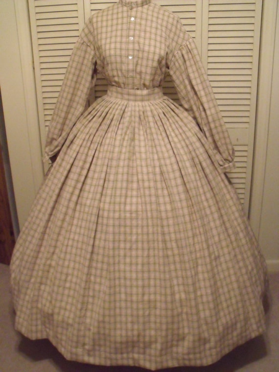 Civil War Victorian Garibaldi shirt skirt dress costume cotton