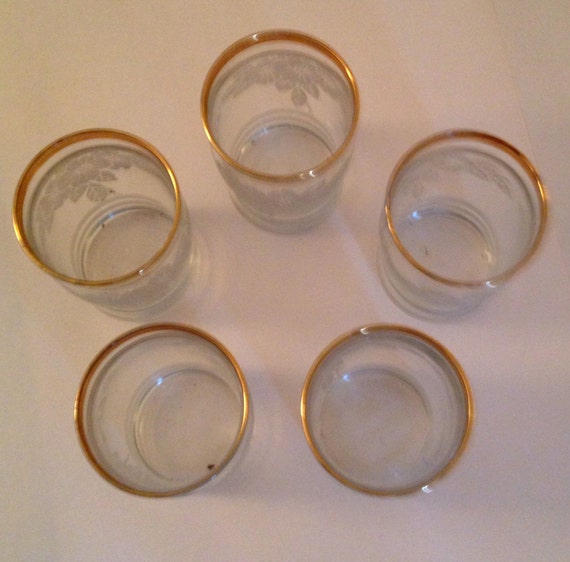 Vintage GoldRimmed Drinking Glasses Free Shipping