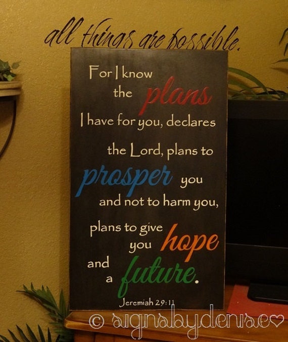 Jeremiah 29:11 Scripture Sign For I know the by SignsbyDenise