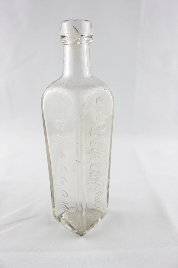 Vintage Glass Clear Camp Coffee Bottle Glasgow Scotland