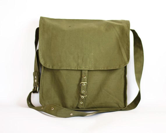 Vintage Military Bag 1960's Green Canvas by ARoadThroughTime