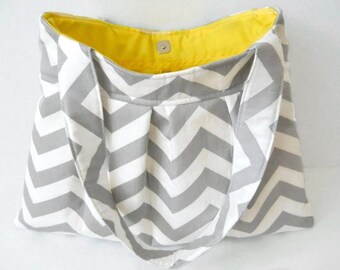 Gray Chevron Purse Handbag Diaper Bag Grey Twill Storm Zig Zag Made to Order