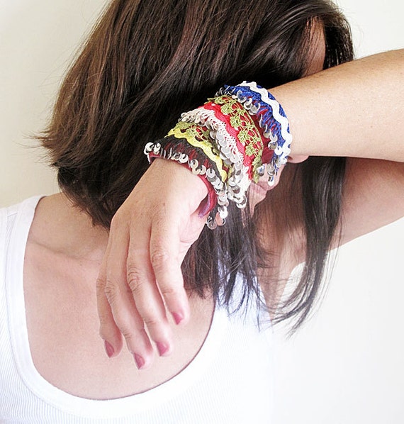 Items similar to Custom Cuff Bracelet, Gypsy, Bohemian Cuff, Blue, Red