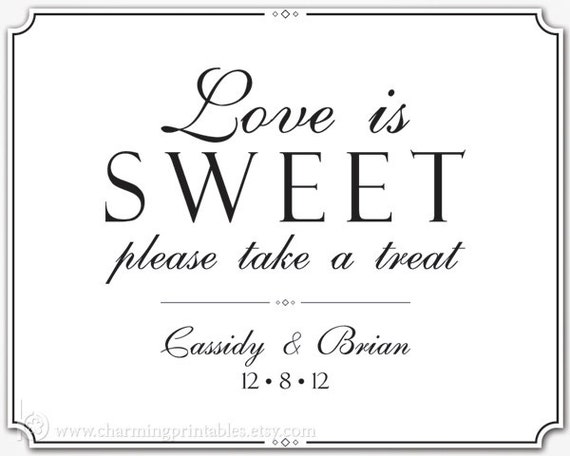 Candy Buffet Sign - PRINTABLE DIY Digital File Sign - Buffet, Dessert Table - Classic Wedding Collection Il_570xn