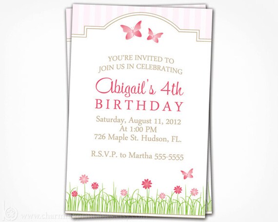 Garden Party Invitation- Printable Digital File Birthday Shower Invite - Garden, Butterfly Flower - Garden Party Collection Il_570xn
