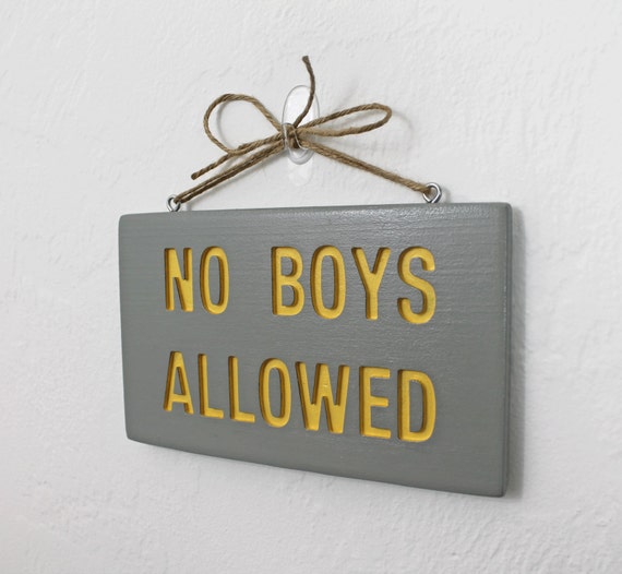 NO BOYS ALLOWED Hanging Sign Hand Routed Cedar Wood Girls
