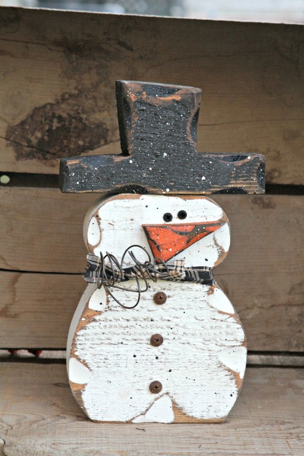 Wood Snowman Decor Snowman Shelf Sitter Chunky Snowman